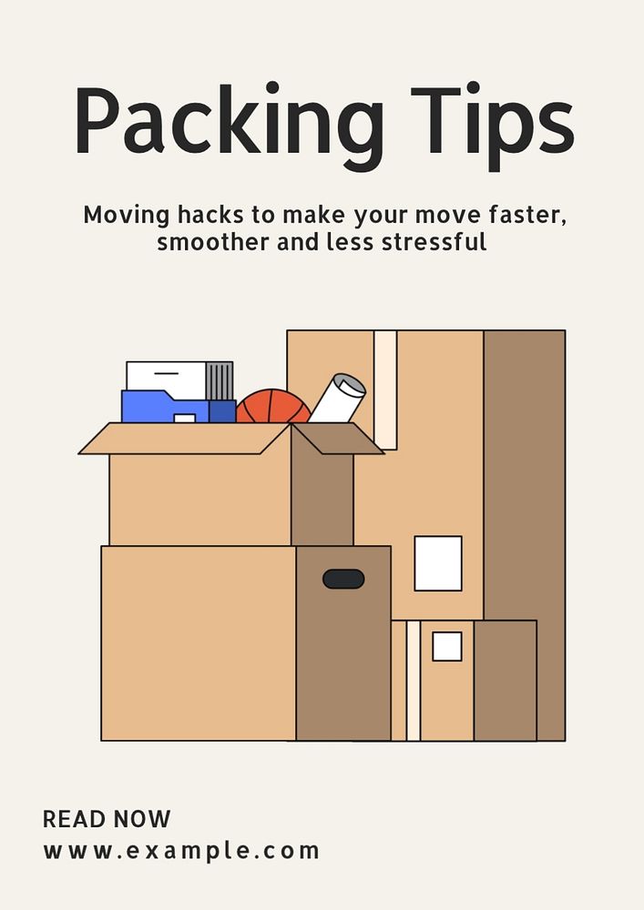 Packing tips poster template, editable text and design