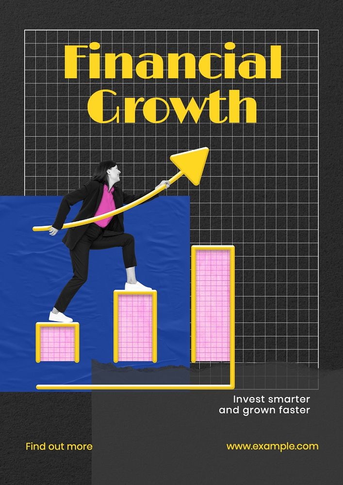 Financial growth  poster template, editable text and design