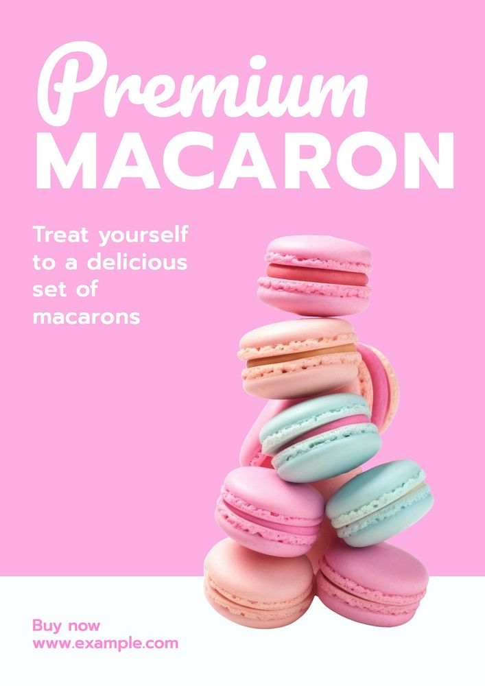 Macaron shop poster template, editable text and design