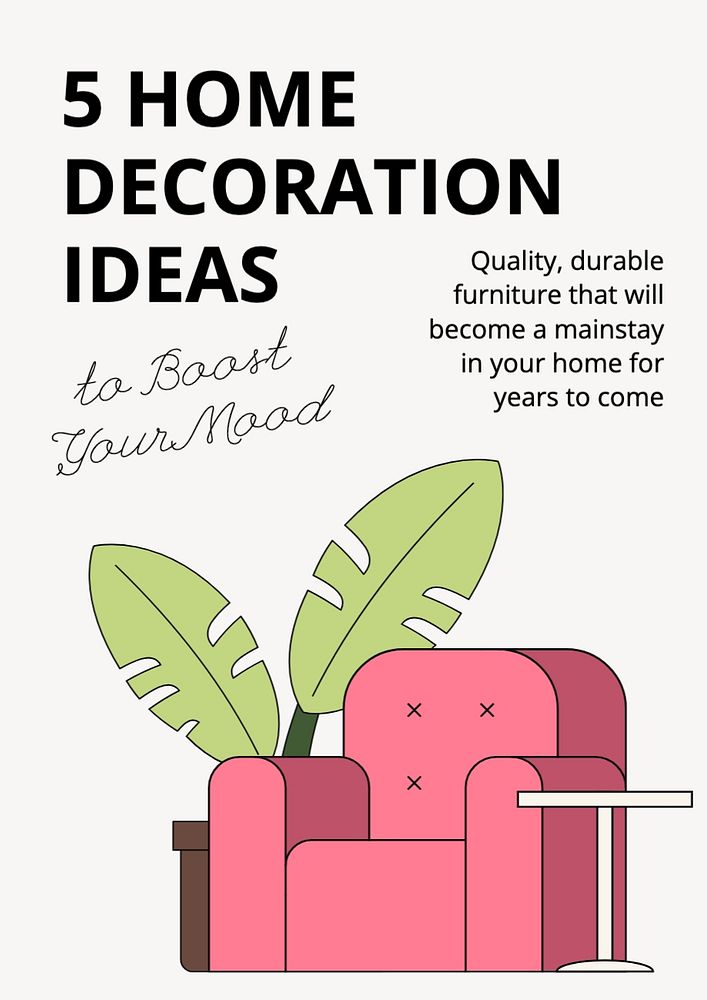 Home decoration ideas poster template, editable text and design