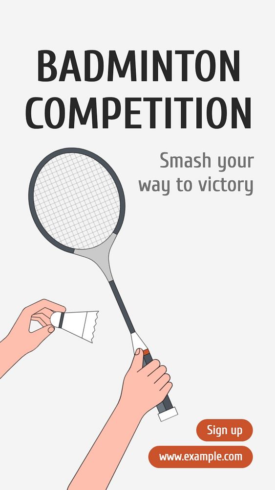 Badminton competition Instagram post template, editable text