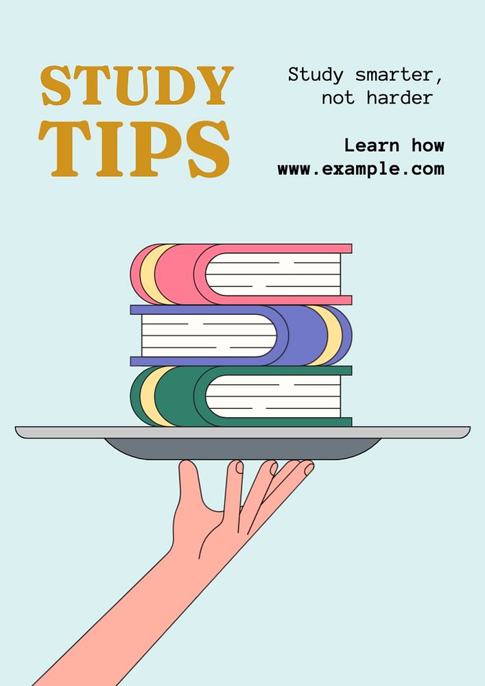 Study tips poster template, editable text and design