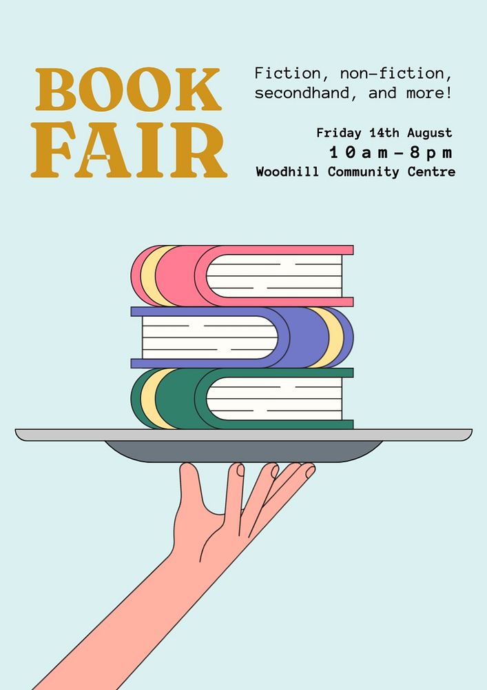 Book fair poster template, editable text and design