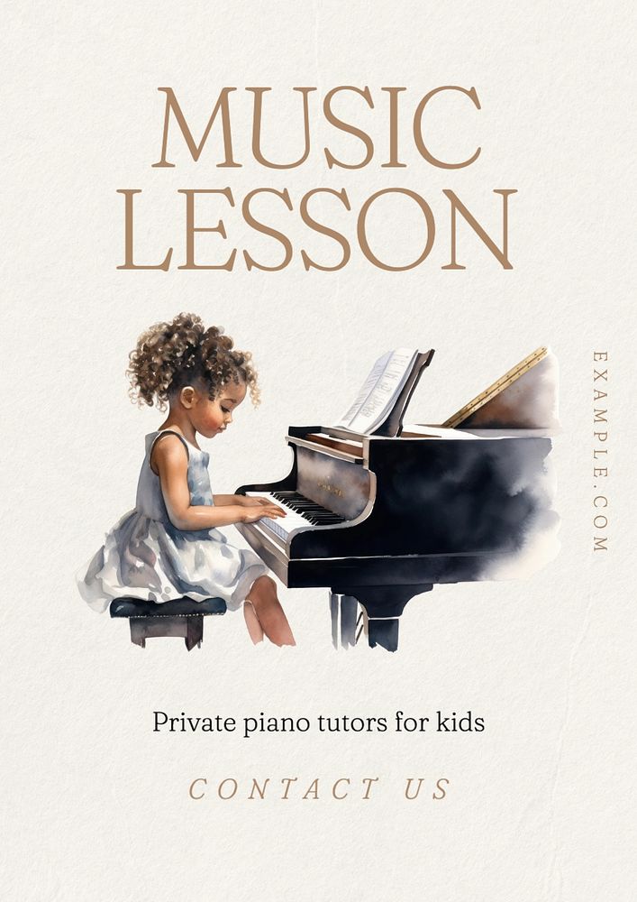 Music lesson poster template, editable text and design