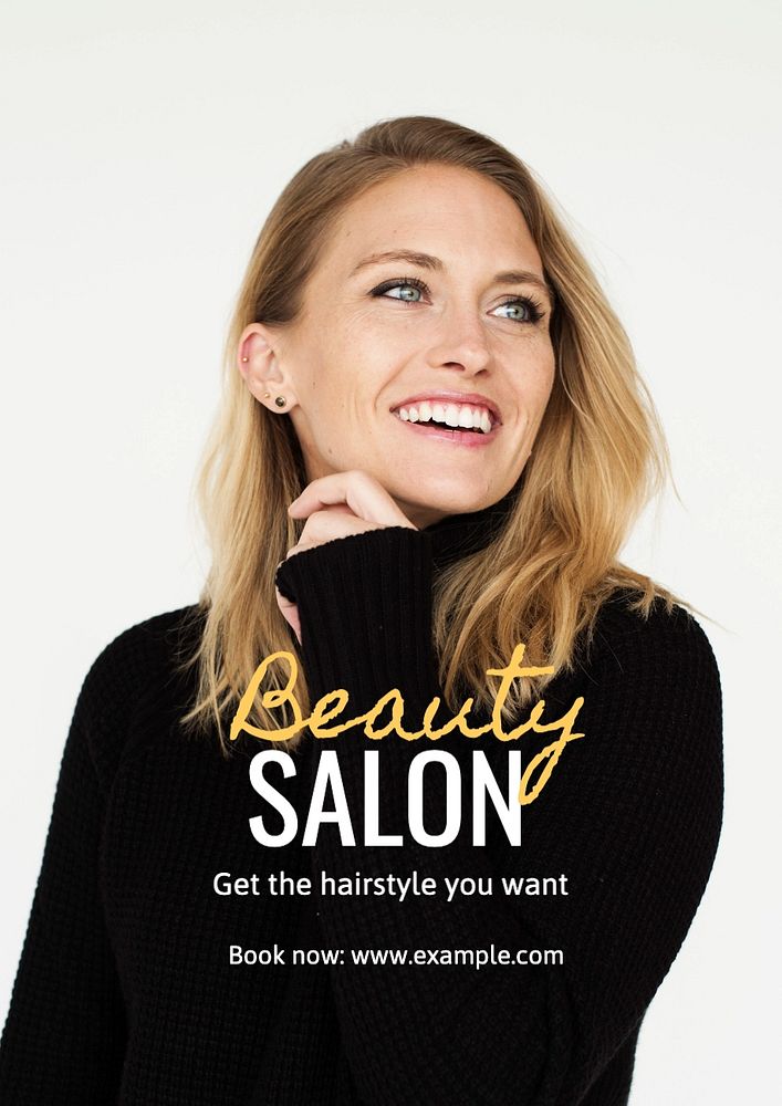 Beauty salon poster template, editable text and design