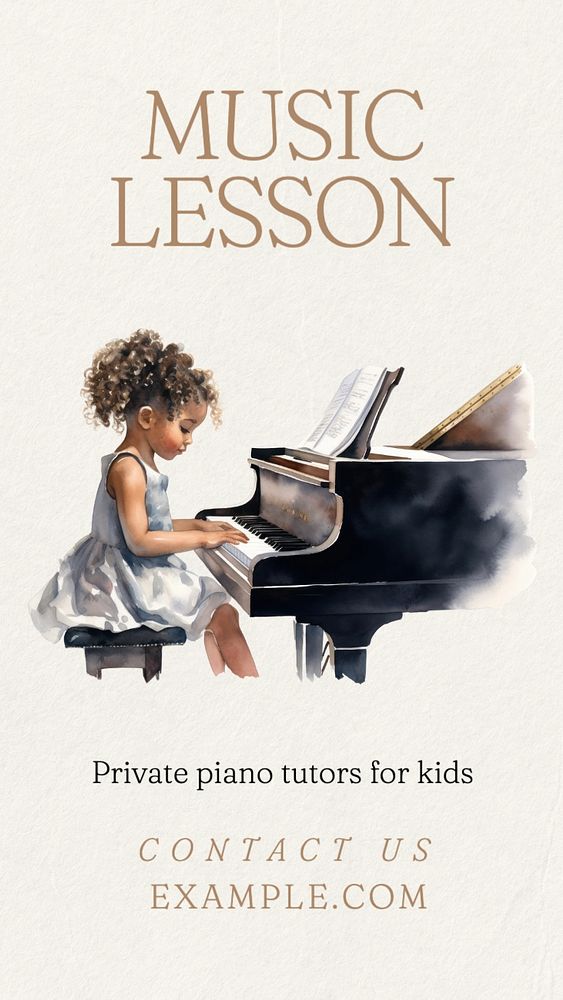 Music lesson Instagram story template, editable text