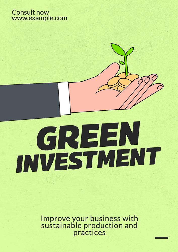 Green Investment poster template, editable text and design