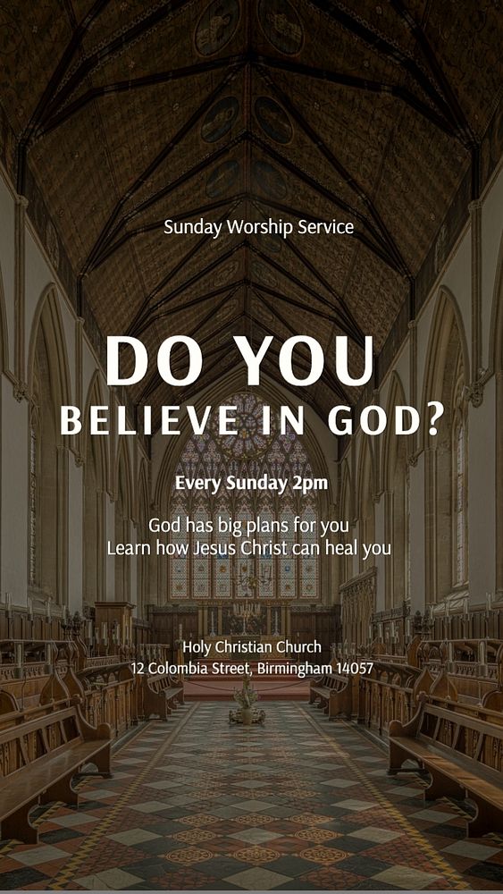 Believe in god Instagram story template, editable text