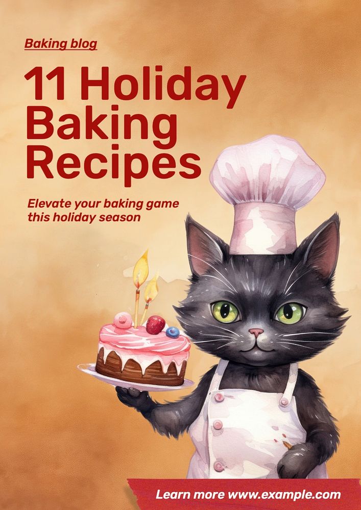 Holiday baking recipes poster template, editable text and design