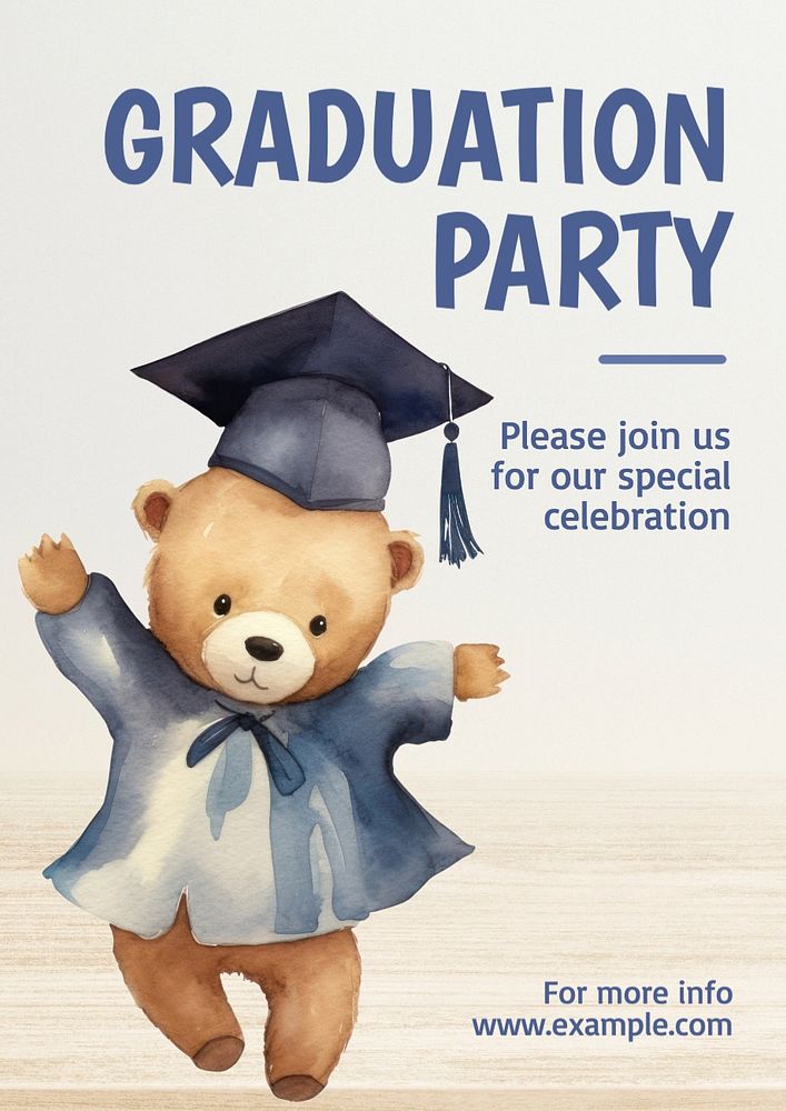 Graduation party poster template, editable text and design