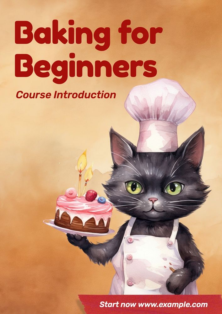 Baking for beginners poster template, editable text and design