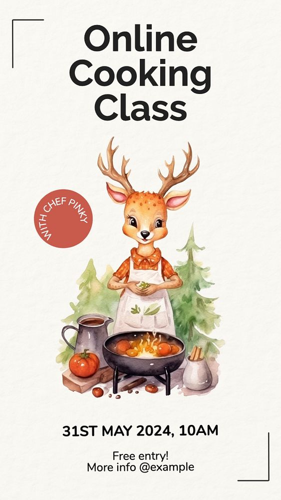 Online Cooking Class Instagram story template, editable design