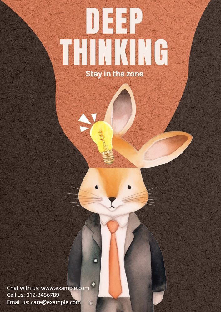 Deep thinking poster template, editable text and design