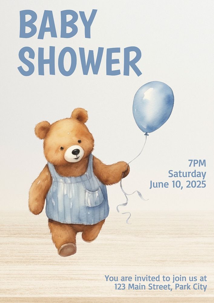 Baby shower poster template, editable text and design