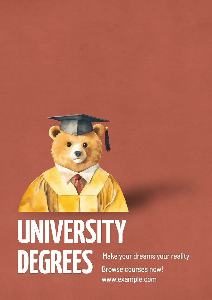 University degrees poster template, editable text and design