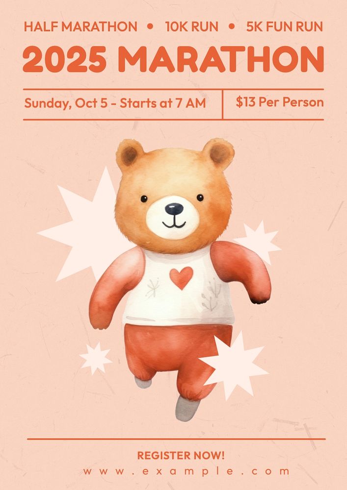 Marathon poster template, editable text and design