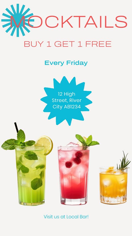 Mocktails promotion Instagram story template, editable text