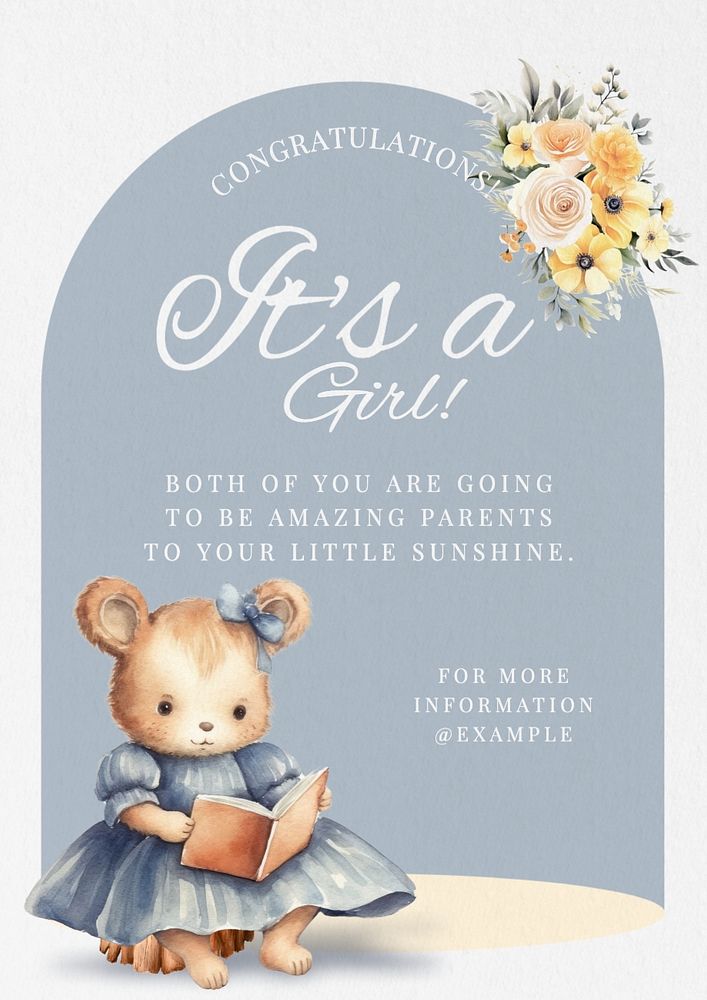 Baby shower poster template, editable text and design