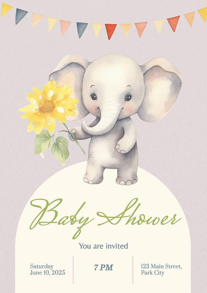 Baby shower poster template, editable text and design