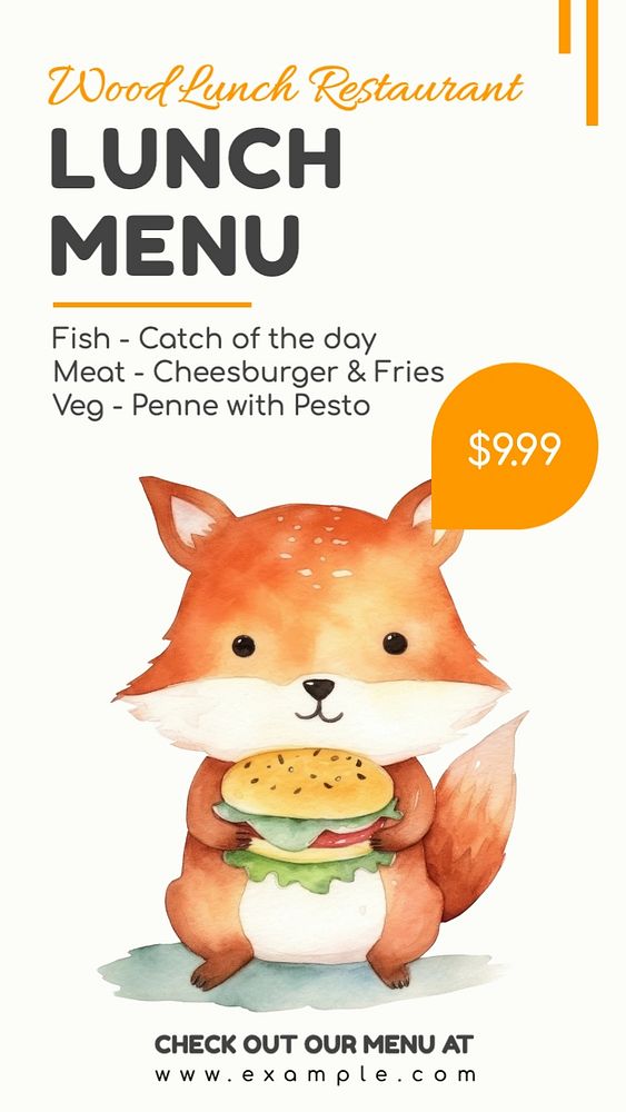 Lunch menu Instagram story template, Facebook story