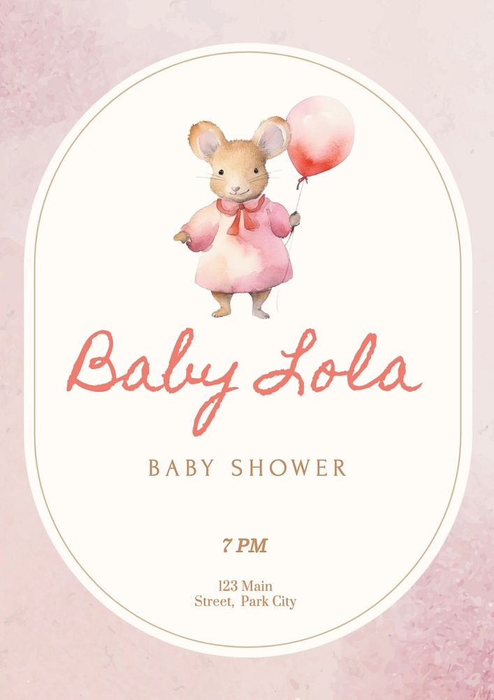 Baby shower poster template, editable text and design