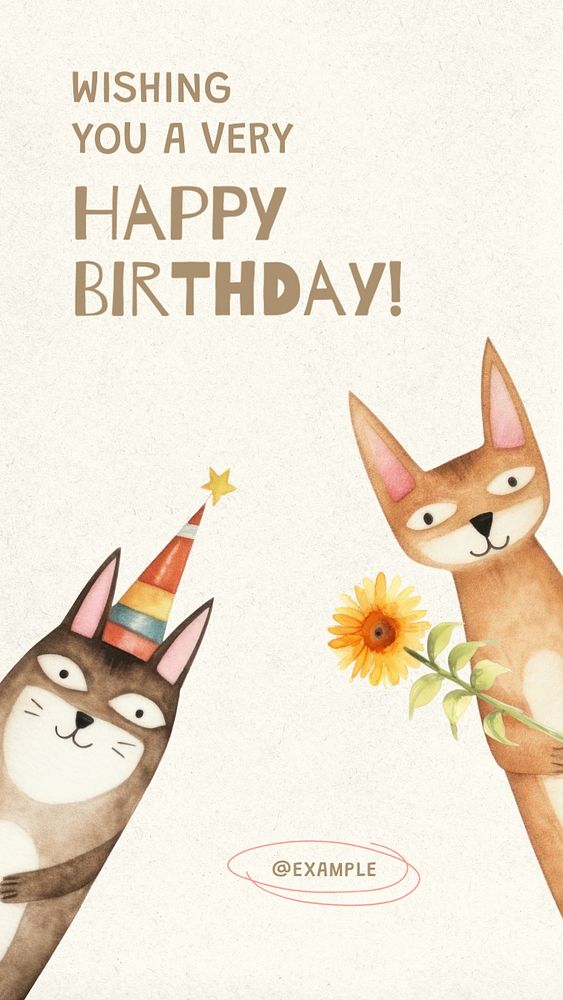 Happy birthday card Instagram story template, editable text