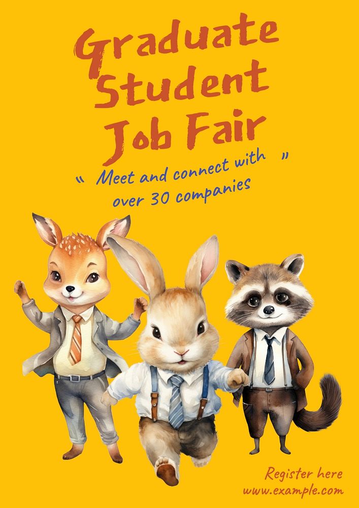 Graduate student job fair poster template, editable text and design