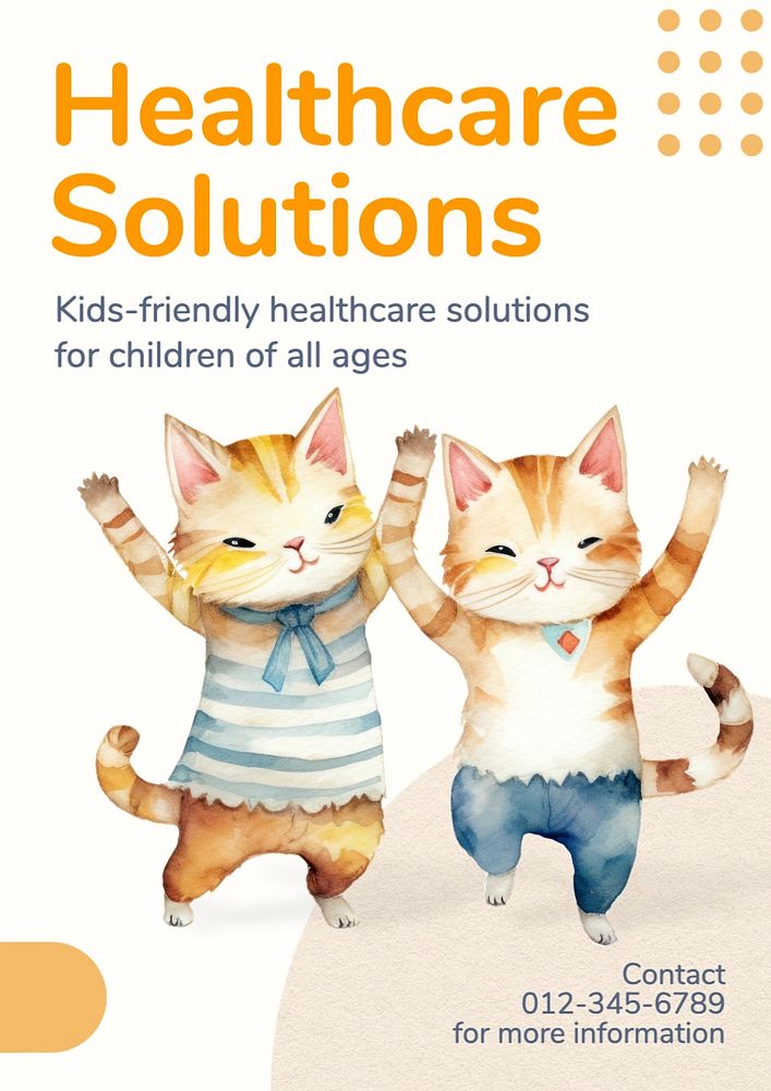 Healthcare solutions poster template, editable text and design