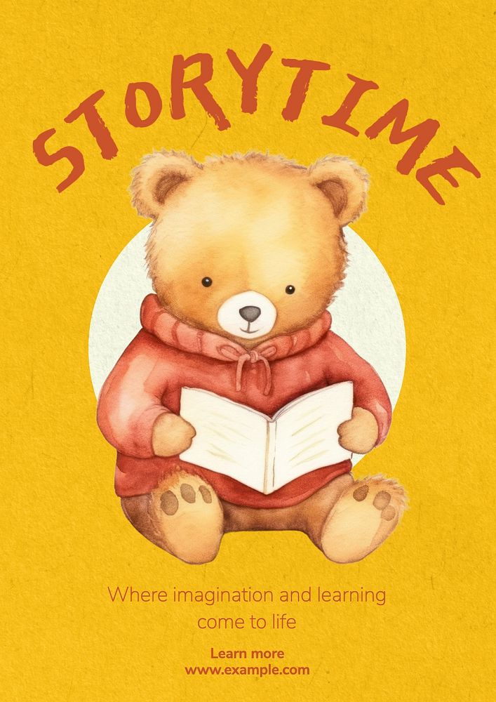 Storytime poster template, editable text and design