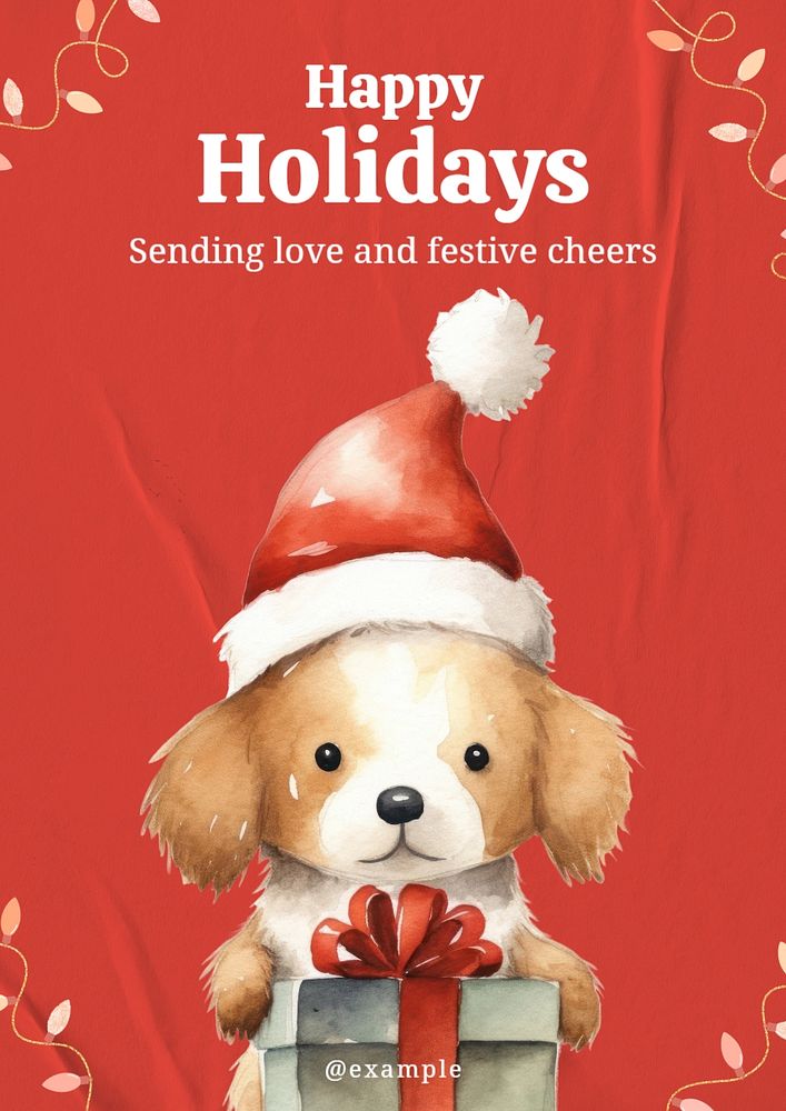 Happy holidays poster template, editable text and design