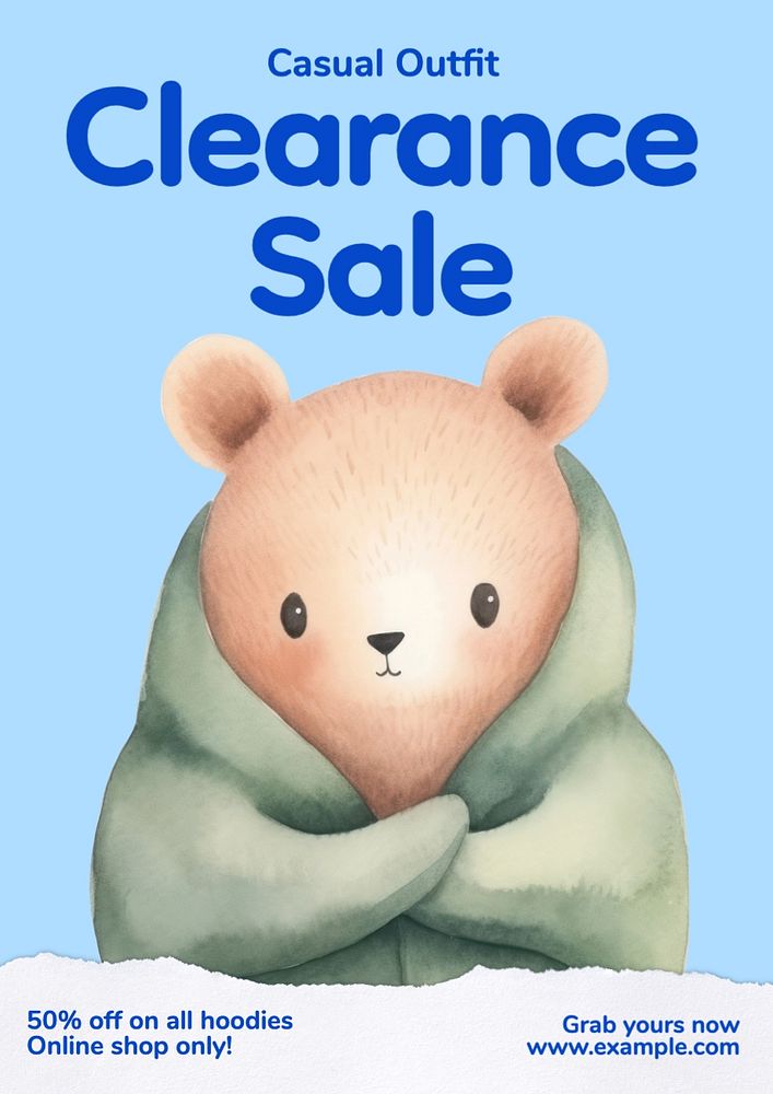 Clearance sale poster template, editable text and design