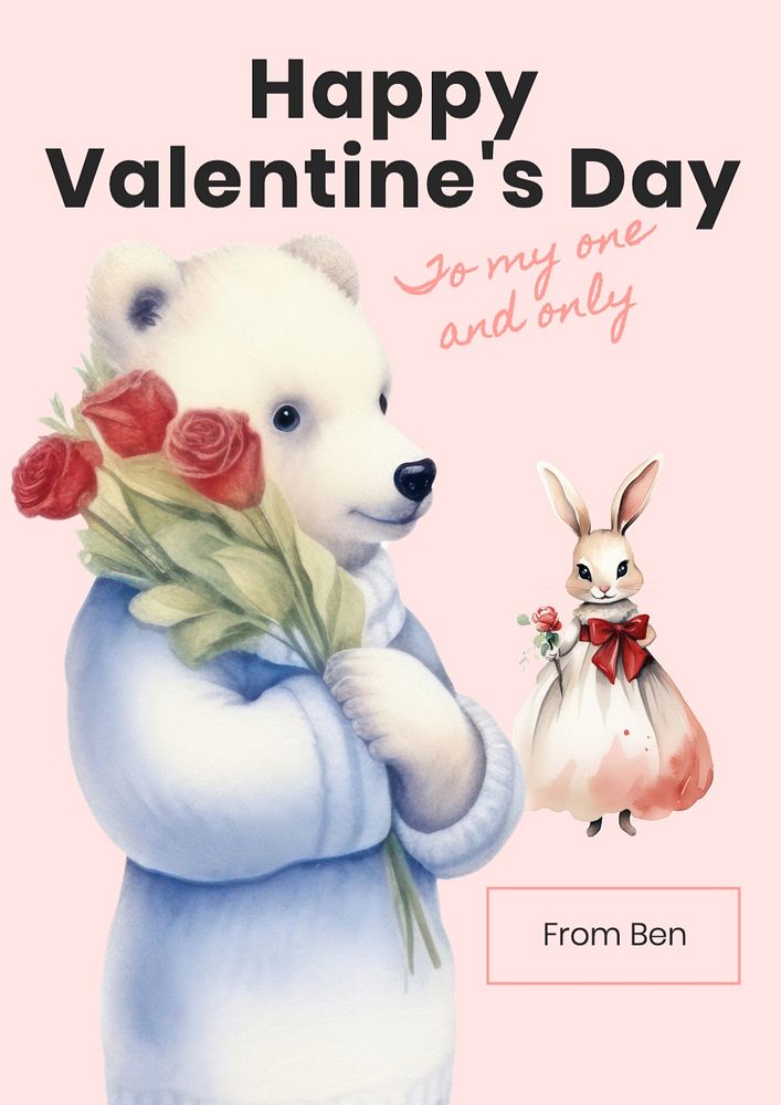 Valentine's day poster template, editable text and design