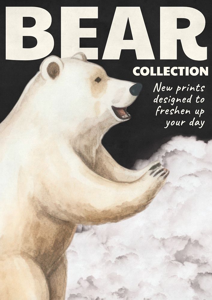 Bear collection poster template, editable text and design