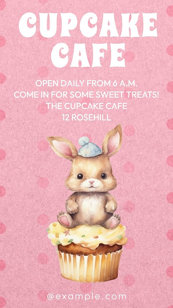 Cupcake cafe Instagram story template, editable text