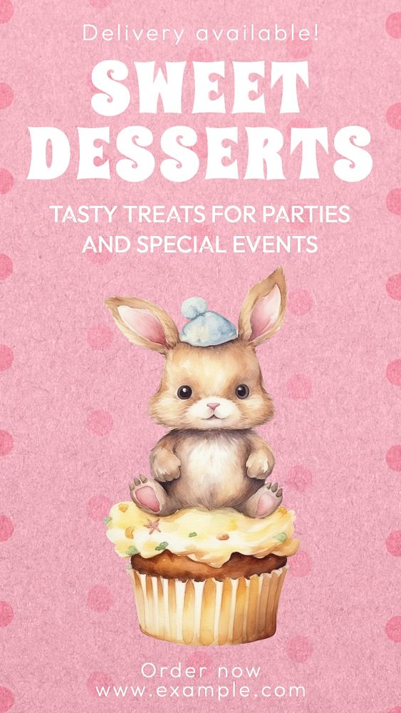 Sweet desserts Instagram story template, editable text