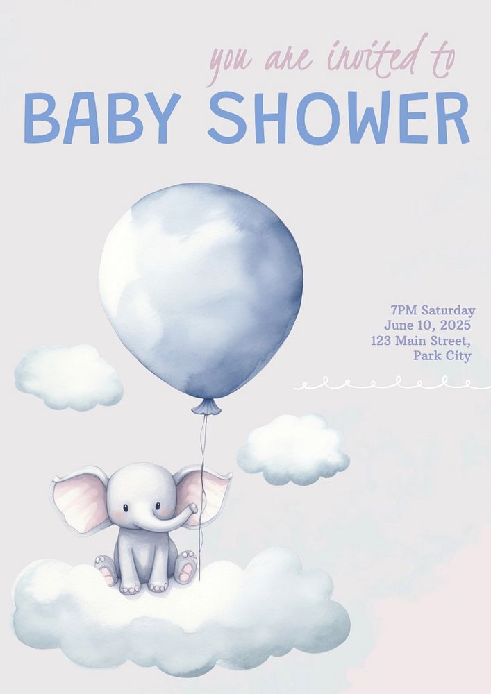 Baby shower poster template, editable text and design