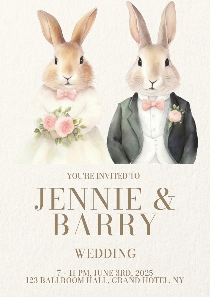 Wedding invitation poster template, editable text and design