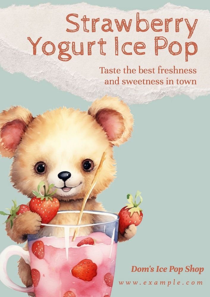 Ice pop shop poster template, editable text and design