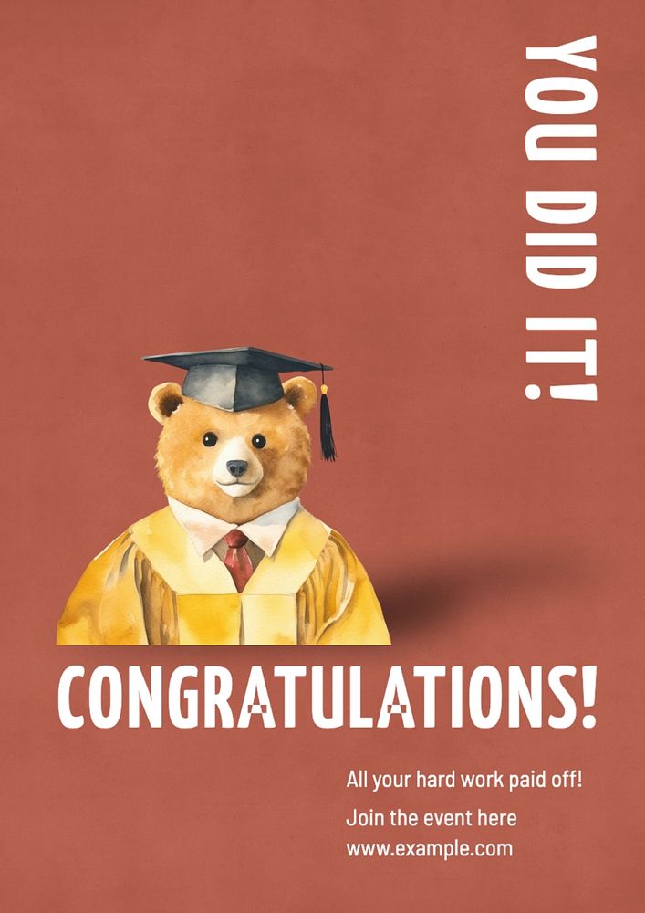 Graduation poster template, editable text and design