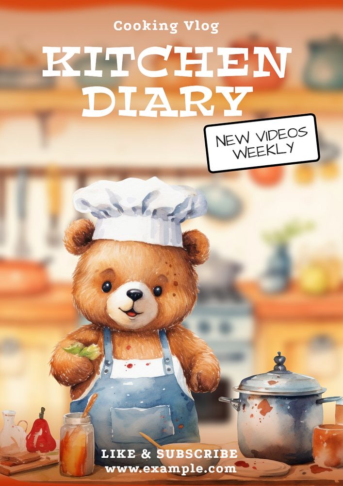 Kitchen diary poster template, editable text and design