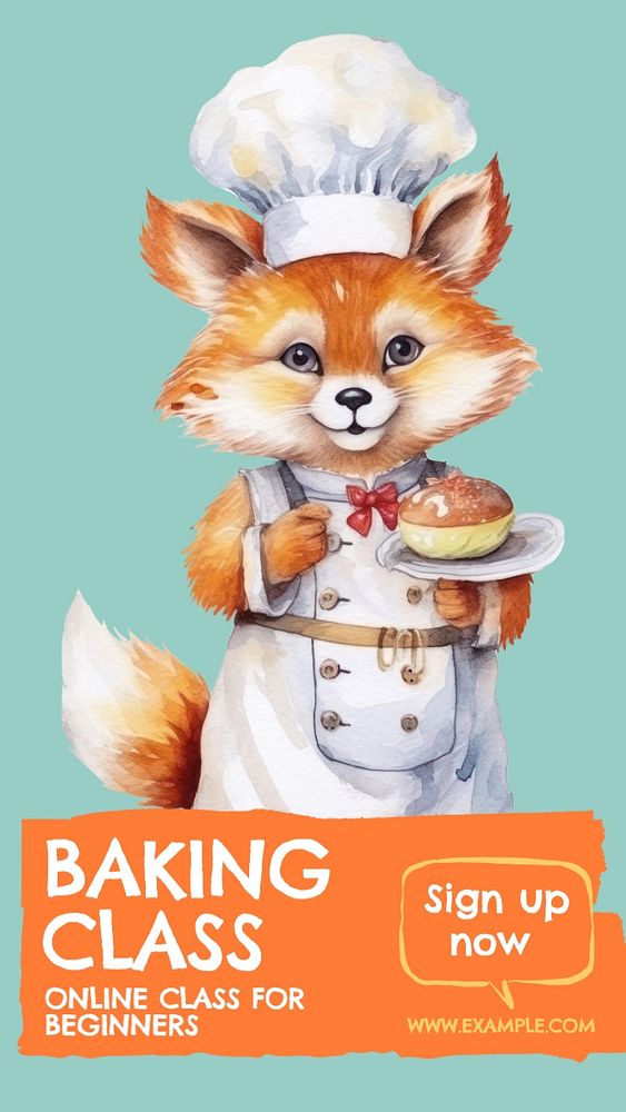 Baking class Instagram story template, editable text