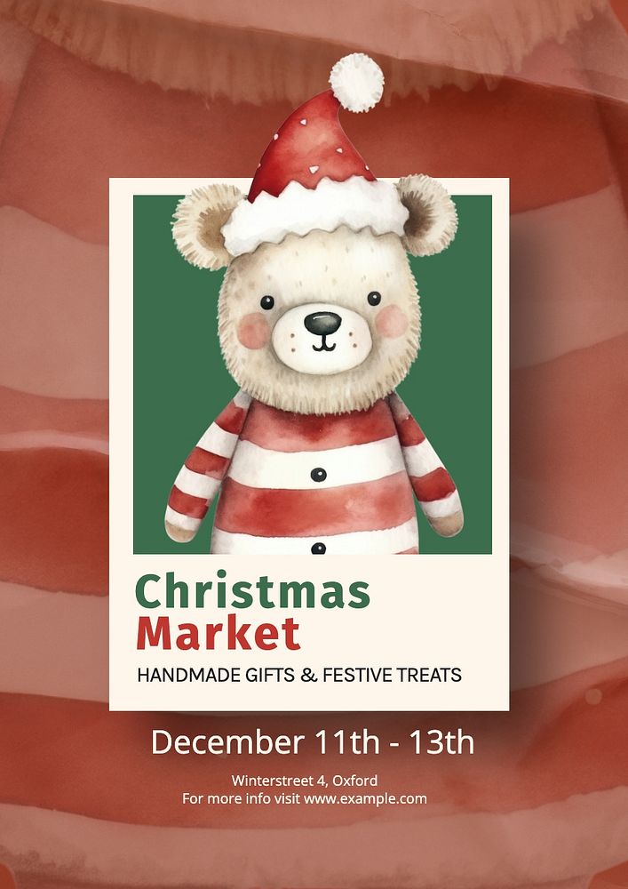 Christmas market poster template, editable text and design