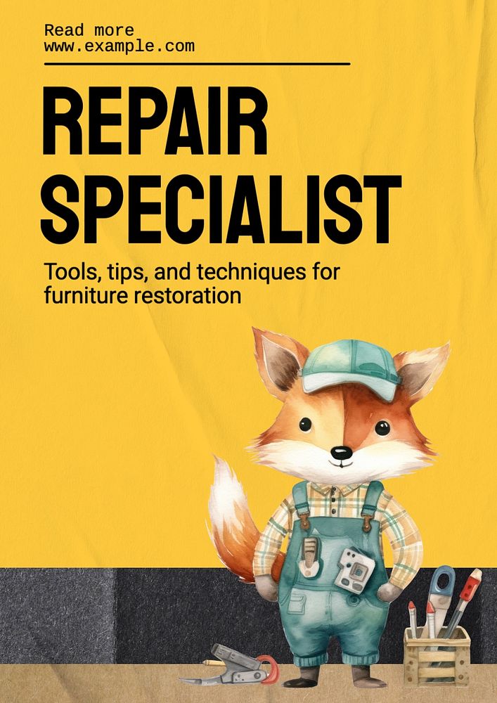 Repair specialist poster template, editable text and design