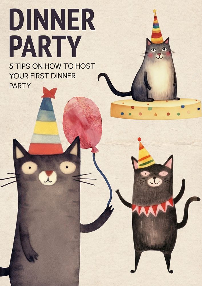 Dinner party poster template, editable text and design