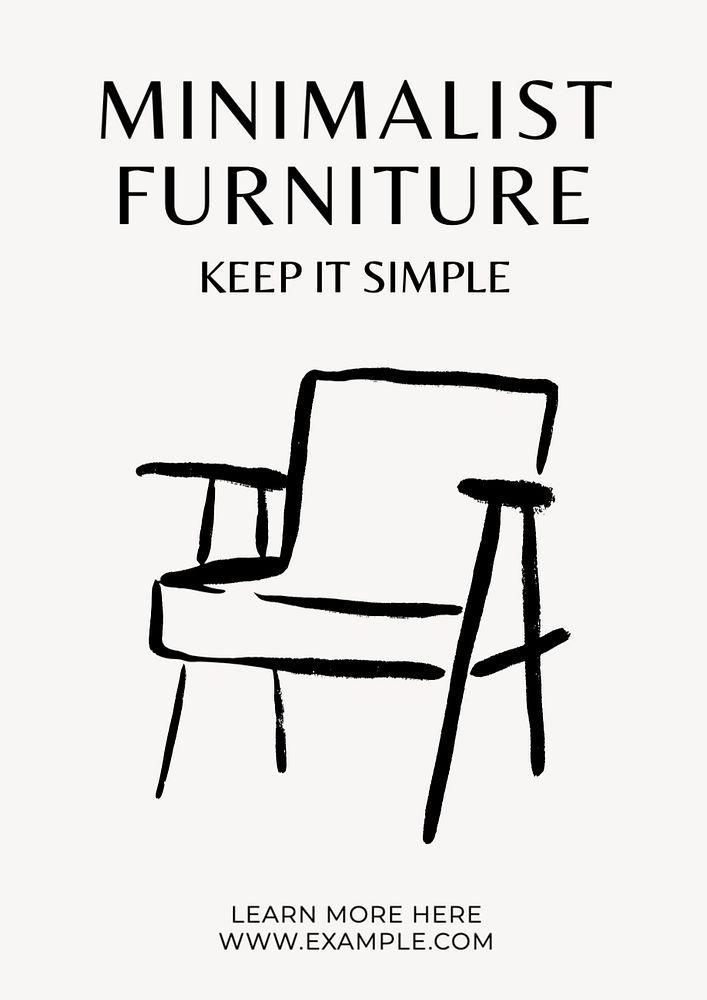 Minimalist furniture poster template, editable text and design