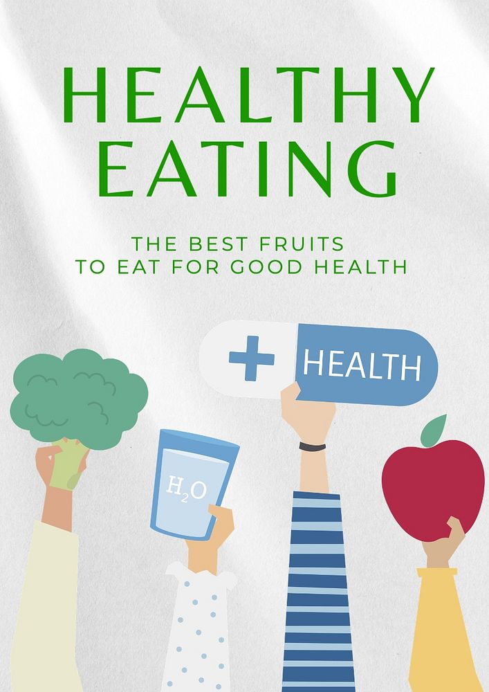 Healthy eating poster template, editable text and design