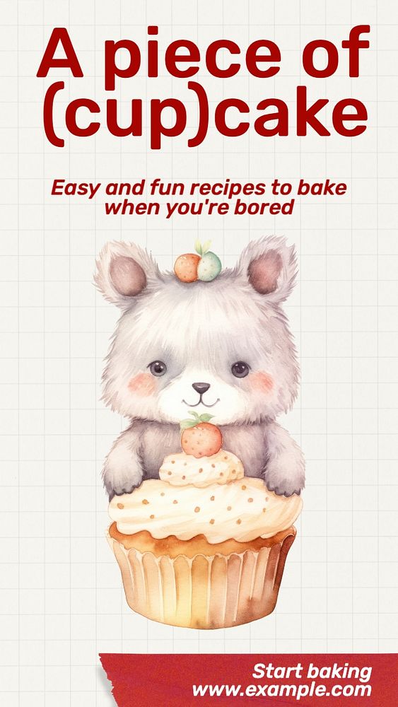 Baking recipes Instagram story template, Facebook story