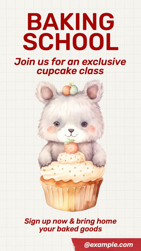 Baking school Instagram story template, Facebook story