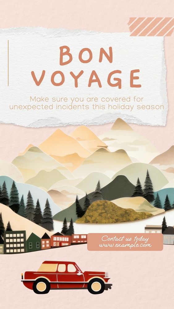 Bon voyage Facebook story template, editable design