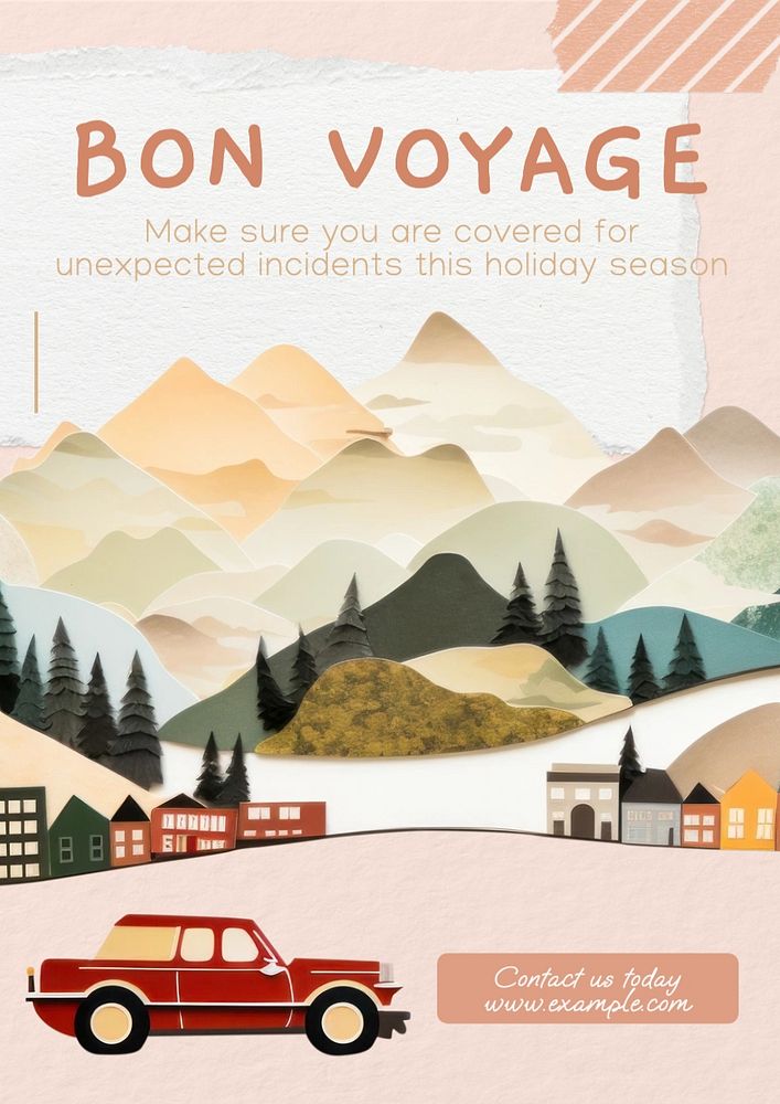 Bon voyage poster template, editable text and design